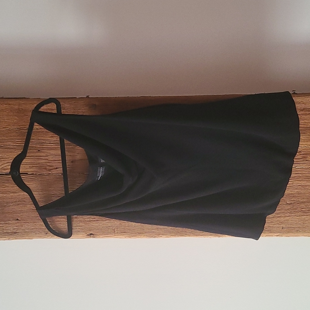 Dana Buchman cowl neck black crepe top sz 14 bubble hem